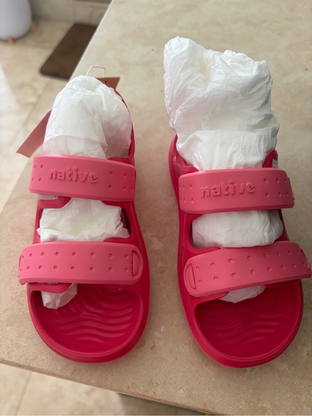 Native Kids Bright Pink Adjustable Double-Strap Sandals NWT